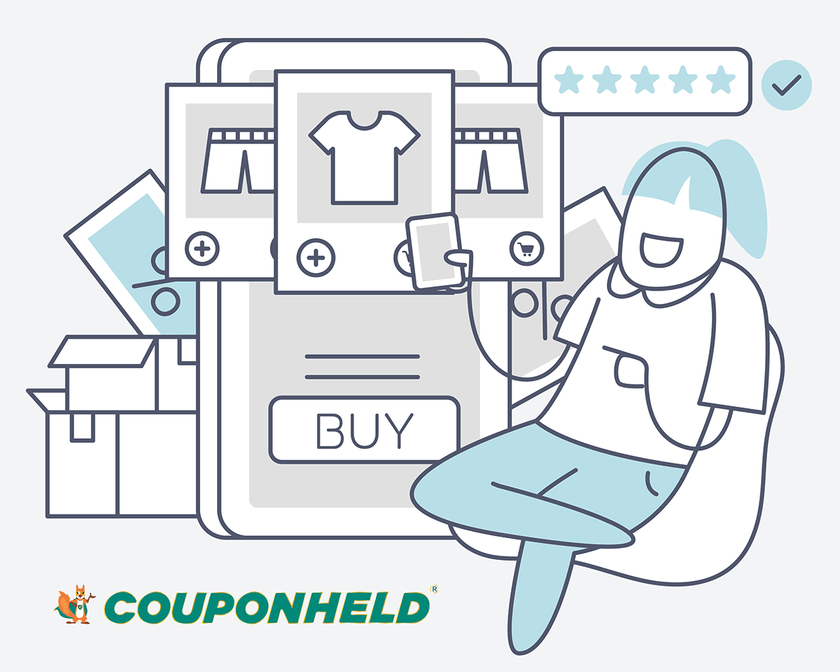 Illustration: Kunde kauft über die Couponheld-Plattform ein